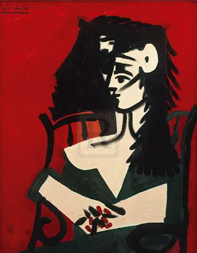 Jacqueline a Mantille Sur Fond Rouge Pablo Picasso